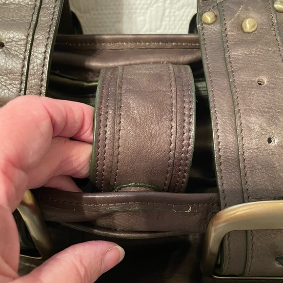 Sabina New York Dark Olive Green Genuine Leather Shoulder Handbag Purse EUC - Picture 11 of 15